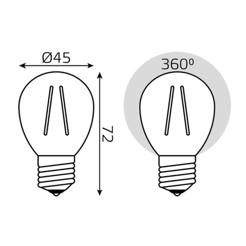 Лампа светодиодная диммируемая Gauss филаментная E27 5W 2700К прозрачная 105802105-D