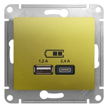 Розетка USB для зарядки A+C, Фисташковый, Glossa SE GSL001039