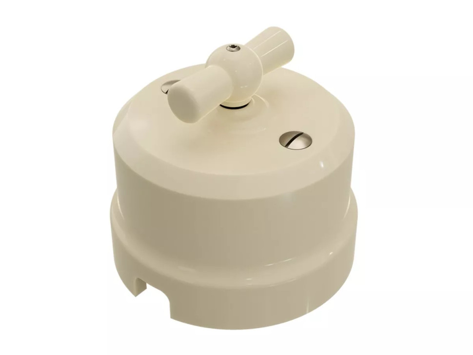 Выключатель фарфоровый 1 кл. перекрестный (2 положения), Слоновая кость, ТМ МезонинЪ Аврора GE70406-02