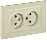 Розетка 2-я без З/К со шторками, Бежевый, Brite IEK BR-R23-10-K10-F