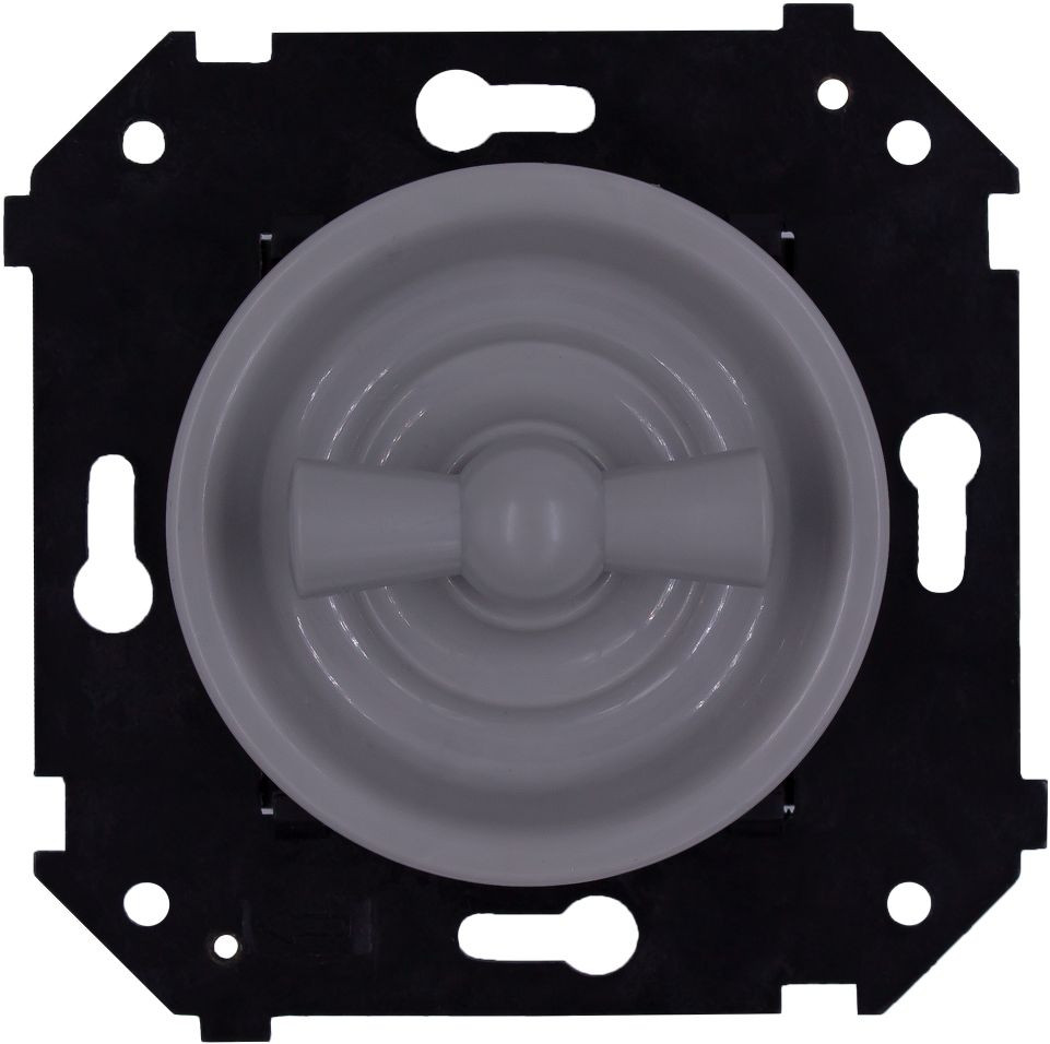 Выключатель пластик поворотный 1 кл. проходной (внутренний монт.), Титан, Шедель Bironi B3-201-26