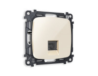 Розетка комп. с шторками RJ45 Cat. 6, Бежевый глянец, OMEGA Quant Ambrella Volt MO312010
