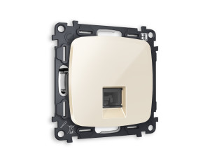 Розетка комп. с шторками RJ45 Cat. 6, Бежевый глянец, OMEGA Quant Ambrella Volt MO312010