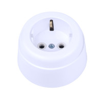 Ретро розетка пластик с З/К, Белый, Вектор Interior Electric SCIE/W-01-пл