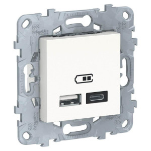 Розетка USB для зарядки A+C, Белый, Unica New Schneider NU501818