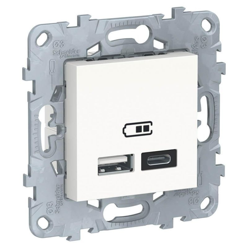 Розетка USB для зарядки A+C, Белый, Unica New Schneider NU501818 Розетка USB для зарядки A+C, Белый, Unica New Schneider NU501818