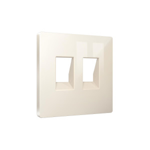 Лицевая панель розетки комп./телеф. 2-ой RJ45/RJ11 Cat. 6, Бежевый глянец, ALFA Quant Ambrella Volt AP3121