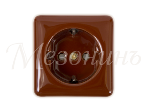 Ретро розетка фарфоровая с 3/К, Коричневый, ТМ МезонинЪ GE80301-04
