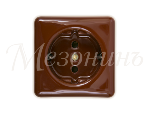 Ретро розетка фарфоровая с 3/К, Коричневый, ТМ МезонинЪ GE80301-04