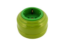 Ретро розетка с 3/К, керамика, фисташковый pistacchio, золотистая фурнитура, Leanza РФЗ