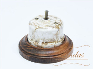 Выключатель керамика тумблерный 1 кл. проходной, Мрамор с бронзовой ручкой, Lindas 34513-B