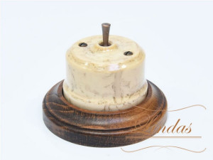 Выключатель керамика тумблерный 1 кл. проходной, Карамель с медной ручкой, Lindas 34531-C