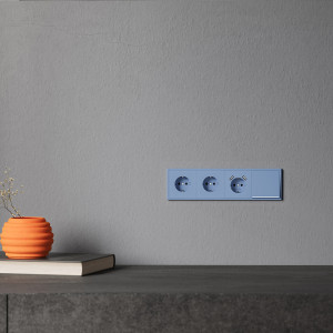 Лицевая панель для розетки с З/К и шторками, с USB A+C, Деним, S70 Voltum VLS001015