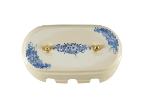 Распаечная коробка керамика на 8 отверстий, цв. синие цветы, золотистая фурнитура Leanza КР8ВЗ