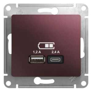 Розетка USB для зарядки A+C, Баклажанный, Glossa SE GSL001139