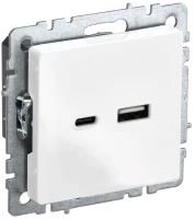 Розетка USB для зарядки, тип А+C, Белый, Brite IEK BR-U22-018-K01