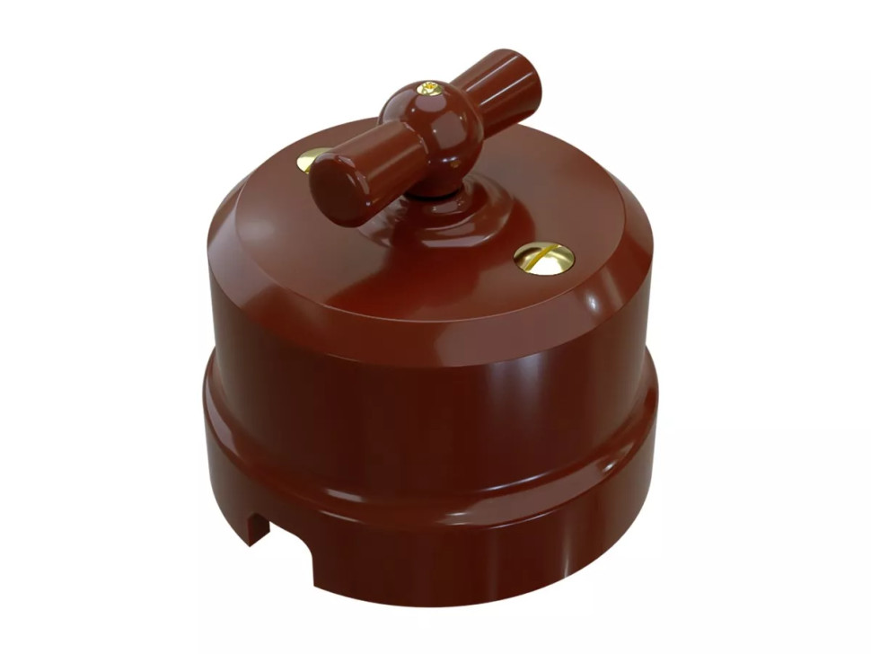 Выключатель фарфоровый 1 кл. перекрестный (2 положения), Коричневый, ТМ МезонинЪ Аврора GE70406-04