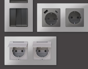 Рамка 5 местная пластик, Серебро глянец, ALFA Techno Ambrella Volt AF220405