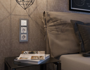 Рамка 4 местная стекло органическое, Антрацит серый, ALFA Platos Ambrella Volt AF330654