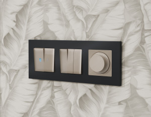 Выключатель 2 кл. с/подсв. (10000K), Серо-бежевый матовый, ALFA Quant Ambrella Volt MA364020