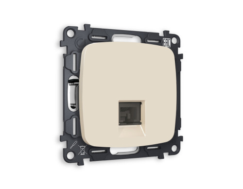 Розетка комп. с шторками RJ45 Cat. 6, Бежевый матовый, OMEGA Quant Ambrella Volt MO332010