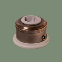 Ретро розетка медь с З/К и шторками, темная медь, ДИП-200 Romatti D241-8