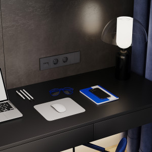 Выключатель 2-кл. Графит, VOLTUM S70 VLS020107