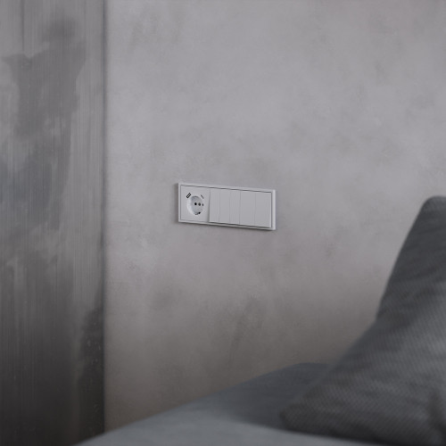Лицевая панель для розетки с З/К и шторками, с USB A+C, Серый, S70 Voltum VLS001016