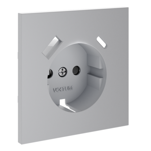Лицевая панель для розетки с З/К и шторками, с USB A+C, Серый, S70 Voltum VLS001016