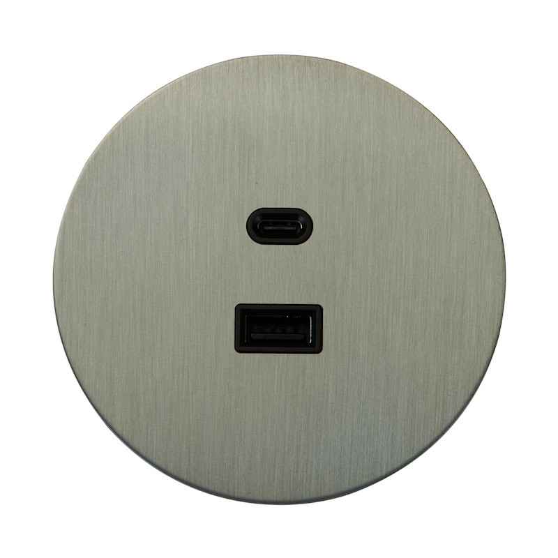 Розетка USB для быстрой зарядки Type A+C, Никель, Аrt Salvador EU010112