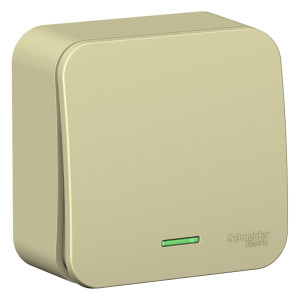 Выключатель 1 кл. проходной с подсветкой 10А, Бежевый, Blanca SE BLNVA106117