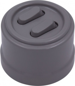 Выключатель пластик кнопочный 2 кл., Титан, Bironi B1-222-26