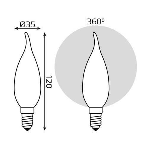 Лампа светодиодная филаментная Gauss E14 9W 3000К матовая 104201109
