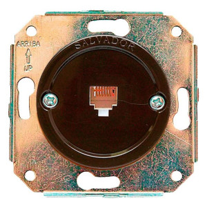 Розетка телефонная RJ11 (внутренний монт.), коричневый, Salvador CL.TEL.BR