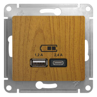 Розетка USB для зарядки A+C, Дуб, Glossa SE GSL000539