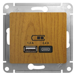 Розетка USB для зарядки A+C, Дуб, Glossa SE GSL000539
