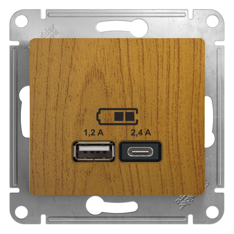 Розетка USB для зарядки A+C, Дуб, Glossa SE GSL000539 Розетка USB для зарядки A+C, Дуб, Glossa SE GSL000539