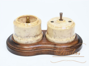 Кнопка-тумблер для диммера, Карамель с медной ручкой, Lindas 34731-С