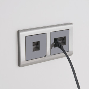 Накладка на механизм розетки комп. RJ45 и телеф. RJ11, Серо-коричневый, Werkel W1182107