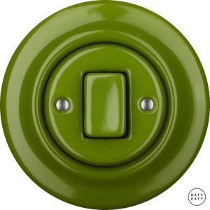 Выключатель кнопочный 1 кл. перекрестный, ярко-зеленый глянцевый, Katy Paty NICHGW7 