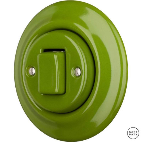 Выключатель кнопочный 1 кл. перекрестный, ярко-зеленый глянцевый, Katy Paty NICHGW7 