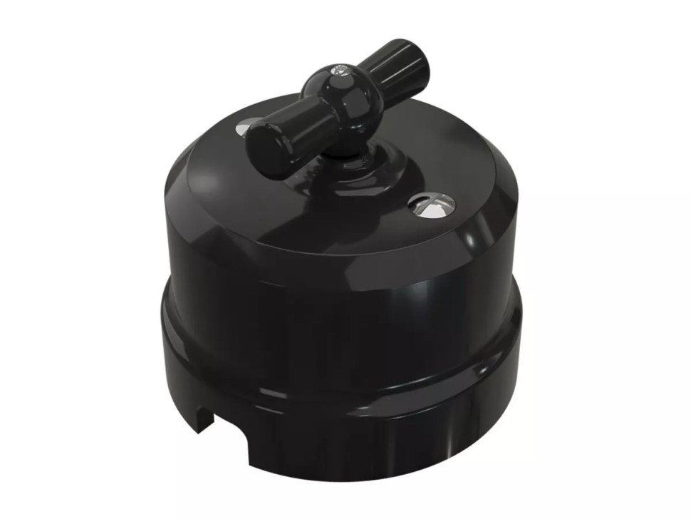 Выключатель фарфоровый 1 кл. перекрестный (2 положения), Чёрный, ТМ МезонинЪ Аврора GE70406-05