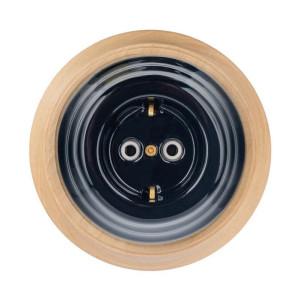 Ретро розетка керамическая с З/К, Черный, Астория Interior Electric