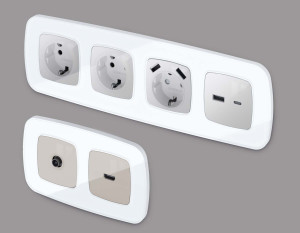 Рамка 2 местная стекло органическое, Белый, OMEGA Coint Ambrella Volt OF640102