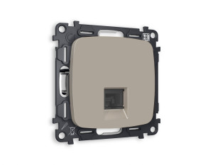 Розетка комп. с шторками RJ45 Cat. 6, Серо-бежевый матовый, OMEGA Quant Ambrella Volt MO372010