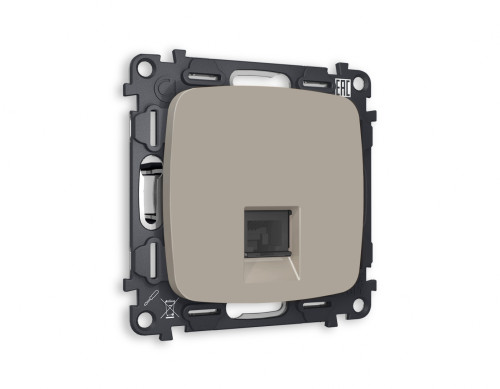 Розетка комп. с шторками RJ45 Cat. 6, Серо-бежевый матовый, OMEGA Quant Ambrella Volt MO372010