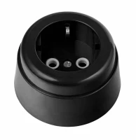 Ретро розетка пластик с З/К, Черный, Вектор Interior Electric SCIE/W-04-пл