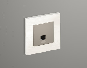 Лицевая панель розетки комп. с шторками RJ45 Cat. 6, Серо-бежевый матовый, ALFA Quant Ambrella Volt AP3720