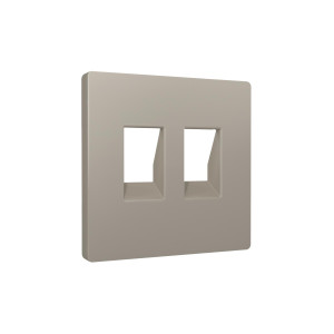 Лицевая панель розетки комп./телеф. 2-ой RJ45/RJ11 Cat. 6, Серо-бежевый матовый, ALFA Quant Ambrella Volt AP3721
