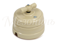 Ретро выключатель пластиковый 1 кл. (2 положения) перекрестный, Слоновая кость, Усадьба ТМ МезонинЪ GE30406-02